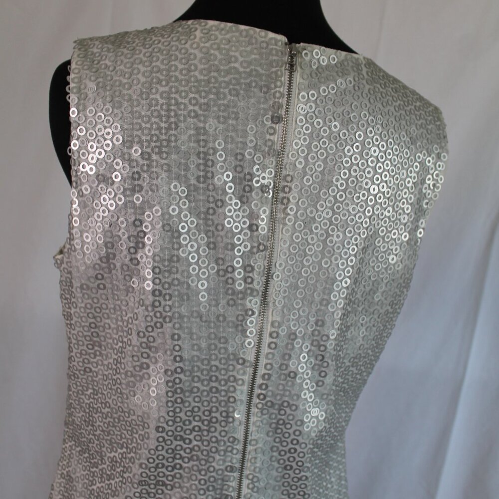 Calvin Klein White Sequined Sheath Cocktail Dress Size 8 - Picture 5 of 10